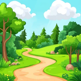 Winding Path through a Verdant Forest