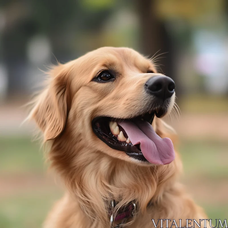 Happy Golden Retriever Outdoors Portrait AI Image