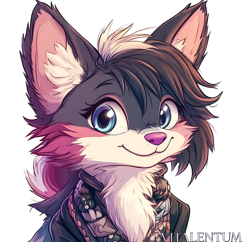 Anthropomorphic Fox with Stylish Hairstyle AI Image