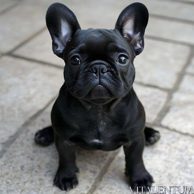 Cute Black French Bulldog Puppy AI Image