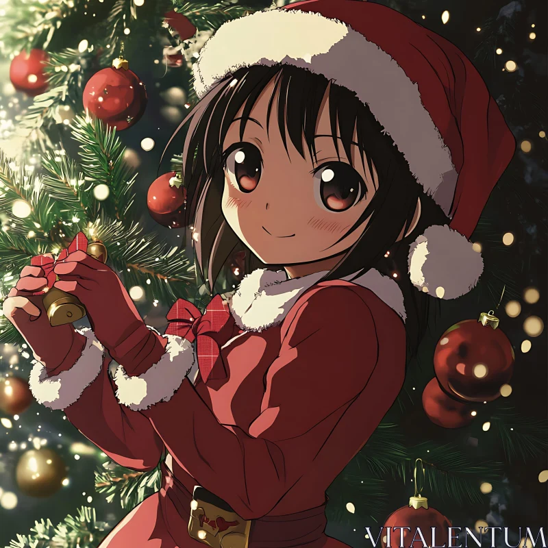 AI ART Anime Girl Celebrating Christmas