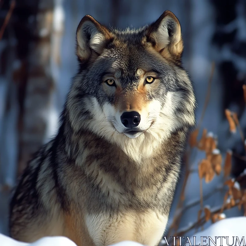 Winter Wolf Stare AI Image