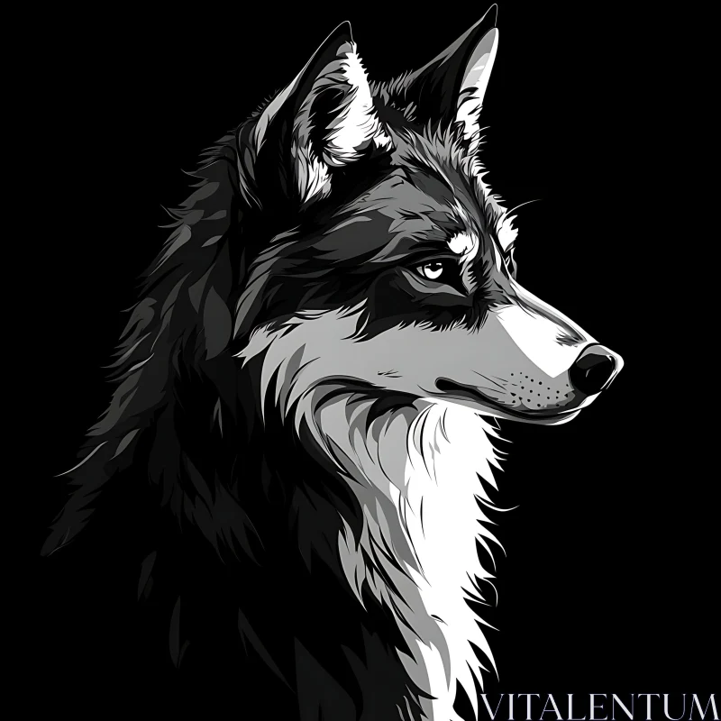 AI ART Wolf in Black and White