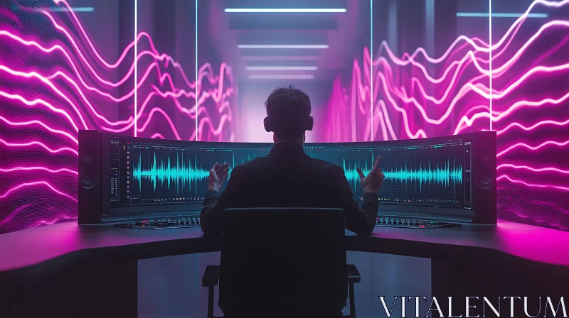 Audio Engineer in Neon Studio AI Image