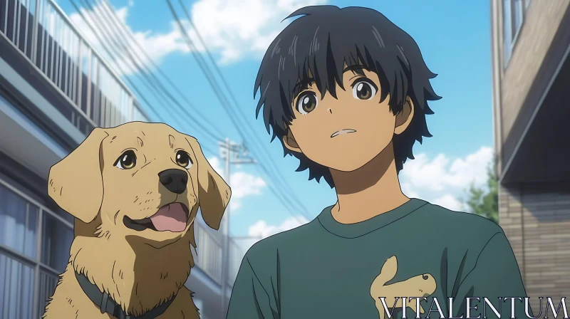 AI ART Anime Scene with Boy and Dog