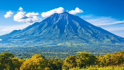 Picturesque Mountain Scene with Blue Sky