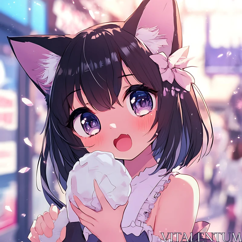 Anime Girl Enjoying Ice Cream AI Image