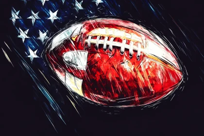 Abstract American Football and USA Flag Art