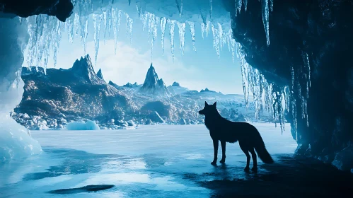 Icy Cave Wolf Silhouette