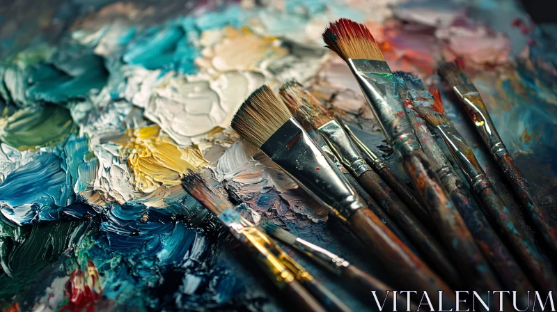 AI ART Painter's Palette with Brushes