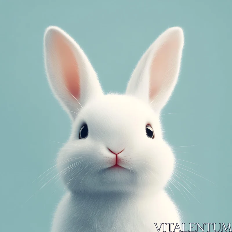 Charming Close-Up of a Fluffy Bunny AI Image