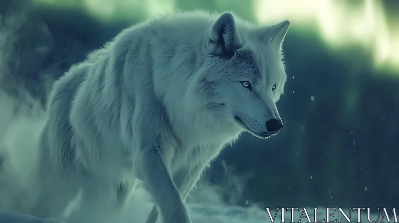 Snow Wolf Portrait AI Image