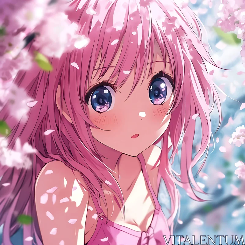 Cherry Blossom Anime Girl AI Image