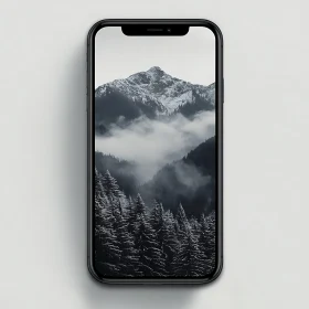 Snowy Mountain Forest on Mobile Screen