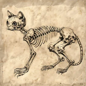 Feline Anatomy Drawing on Parchment