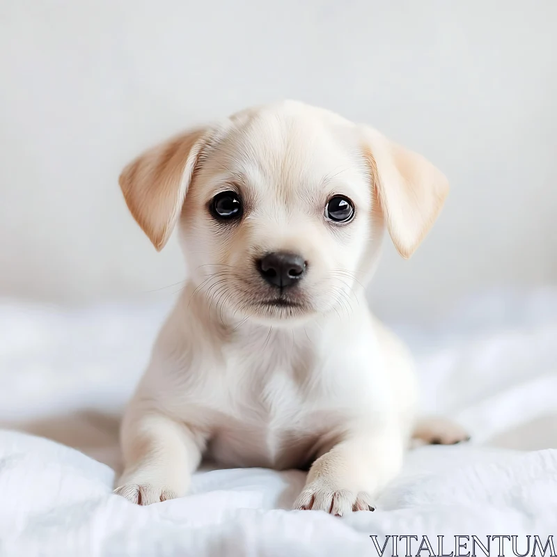 Cute Light-Colored Puppy with Curly Fur AI Image