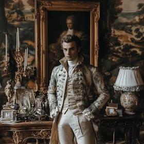 Vintage Man in Ornate Interior