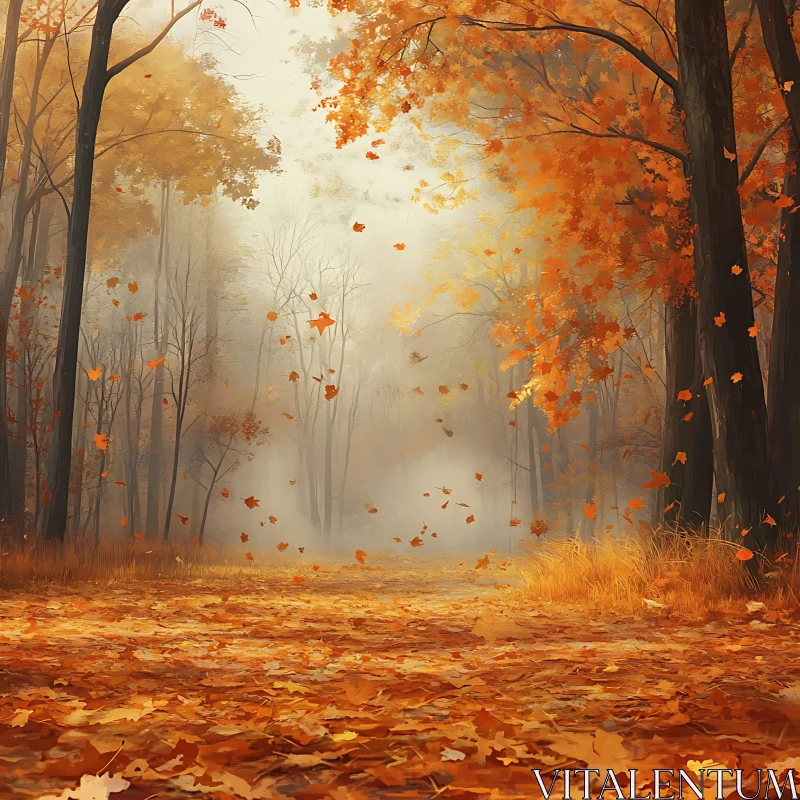 AI ART Serene Fall Forest Path