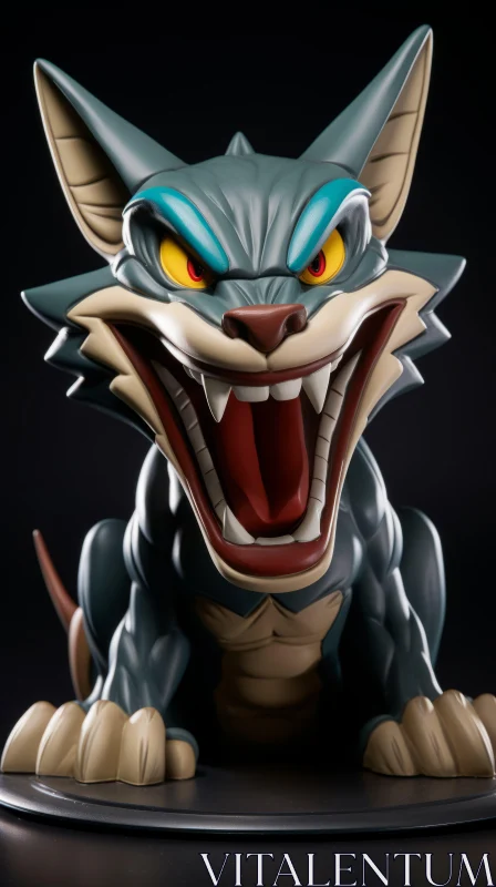 Captivating Angry Cat Statue - Vibrant Action-Packed Cartoon Style AI Image
