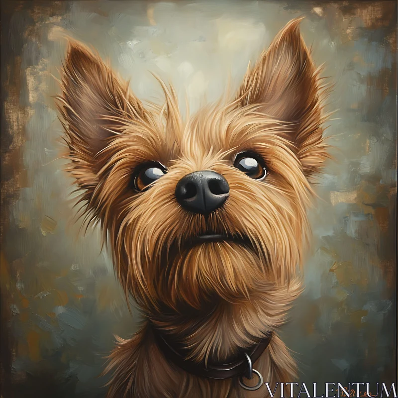 AI ART Cute Scruffy Brown Dog Close-Up