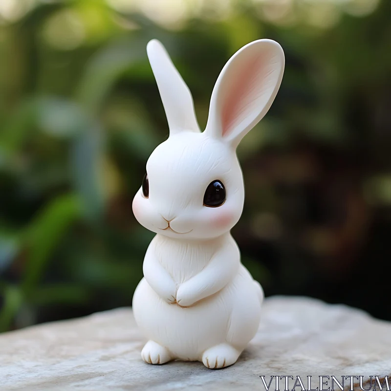 Charming White Rabbit Figurine AI Image