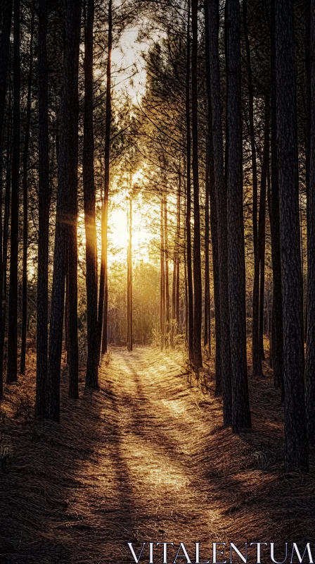 AI ART Tranquil Path through the Woods at Dusk