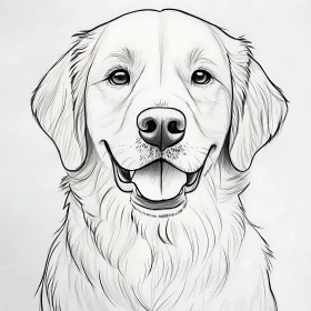 Line Drawing of a Happy Golden Retriever