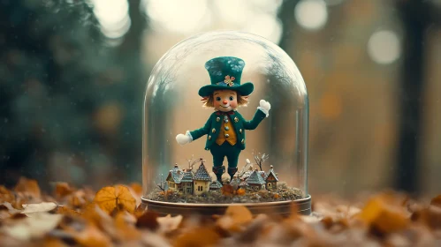 Autumnal Doll Under Glass Dome