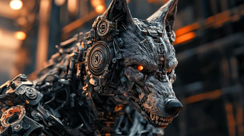 Futuristic Cybernetic Wolf