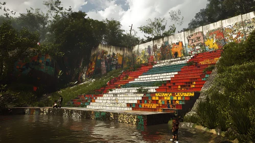 Colorful Graffiti in Urban Landscape