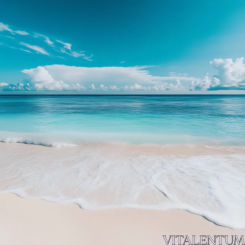 AI ART Calm Ocean Waves on Sandy Beach