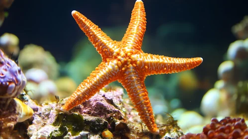 Orange Starfish on Rock