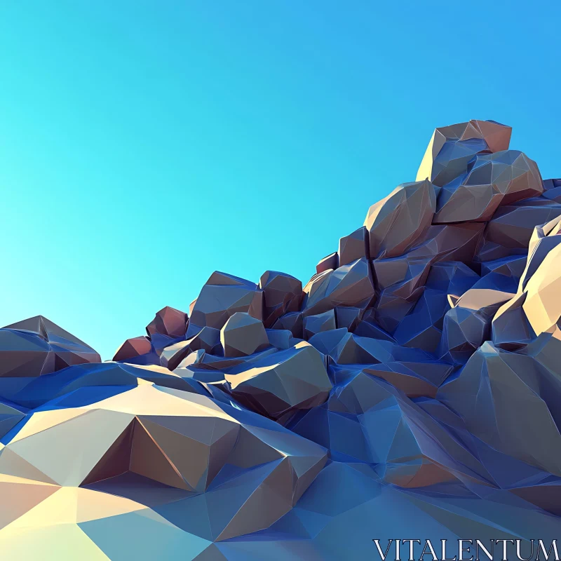 AI ART Geometric Rocky Landscape