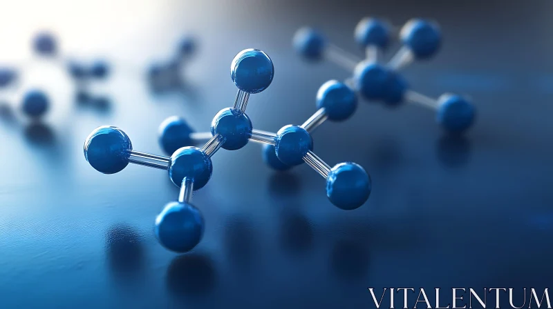 Blue Molecular Model Close-Up AI Image