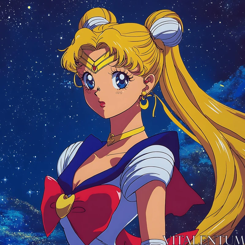 AI ART Cosmic Anime Heroine with Blonde Hair