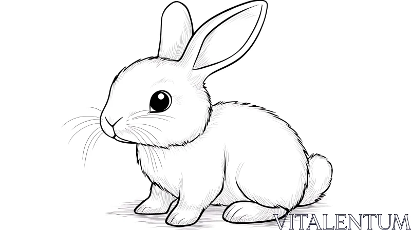 Monochrome Rabbit Drawing AI Image