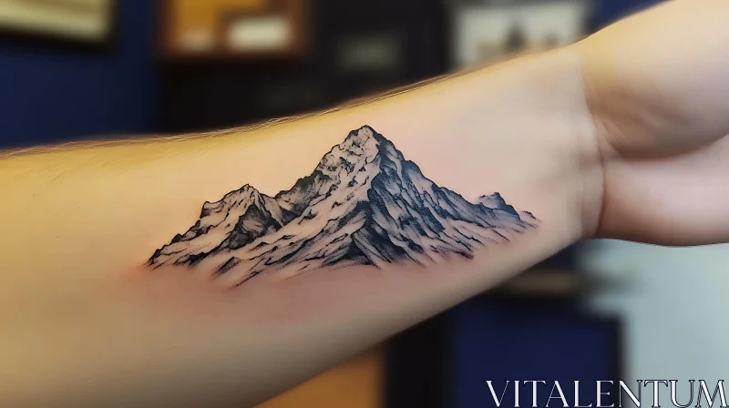 AI ART Monochrome Mountain Tattoo Art