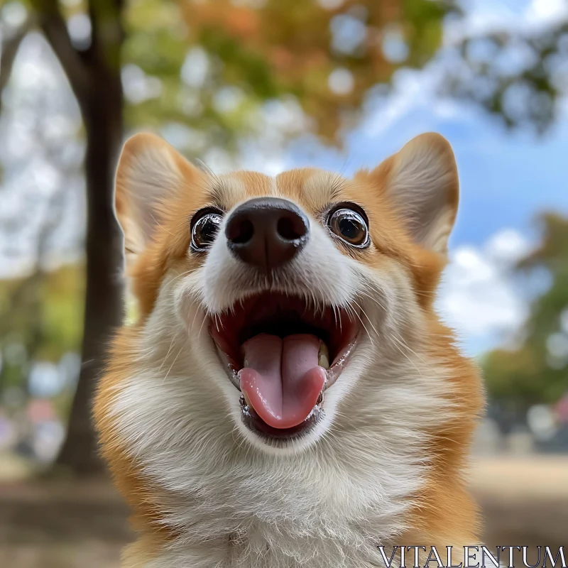 Corgi Enjoying Outdoors in Autumn AI Image