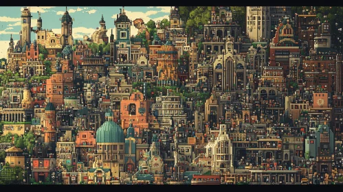 Intricate Pixel Art Cityscape