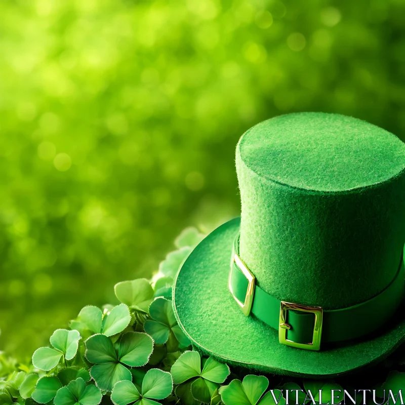 Lucky Green Hat with Clovers AI Image