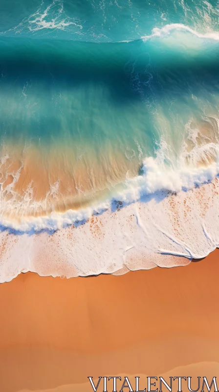 AI ART Coastal Serenity: Waves and Sand