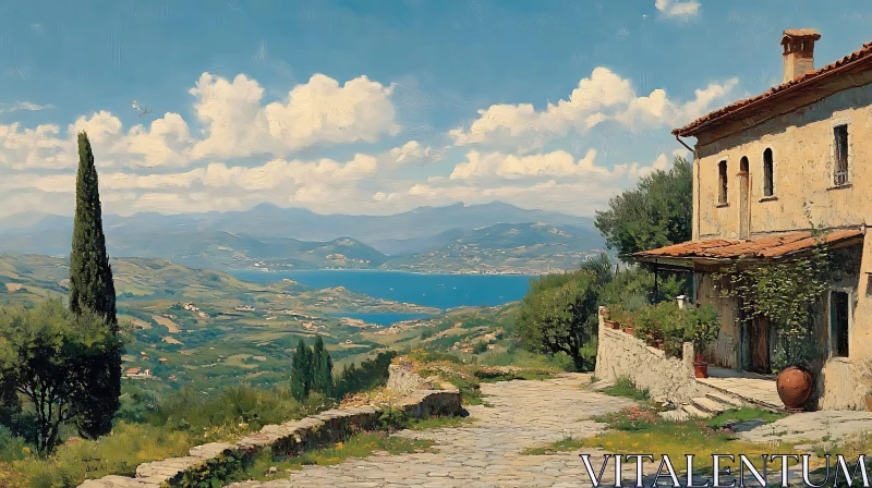 AI ART Scenic Villa View in the Italian Countryside