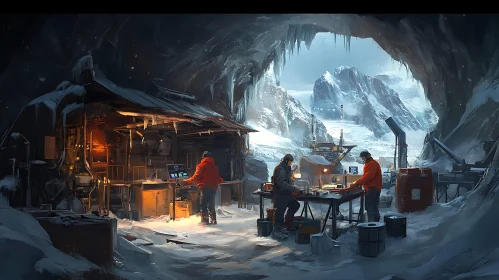 Scientists at Work in Arctic Cave