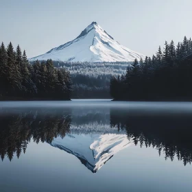 Mirror Image: Mountain and Forest Reflection