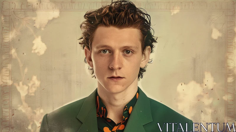 Tom Holland with Floral Background AI Image