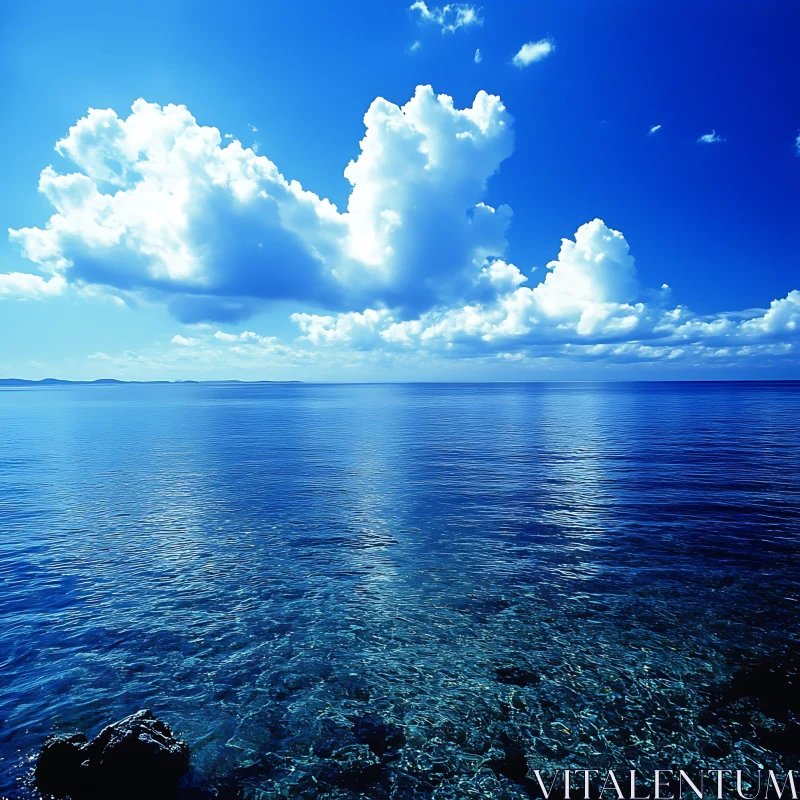 AI ART Seascape with Clear Water and Clouds