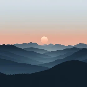 Layered Mountains Under Soft Sunrise