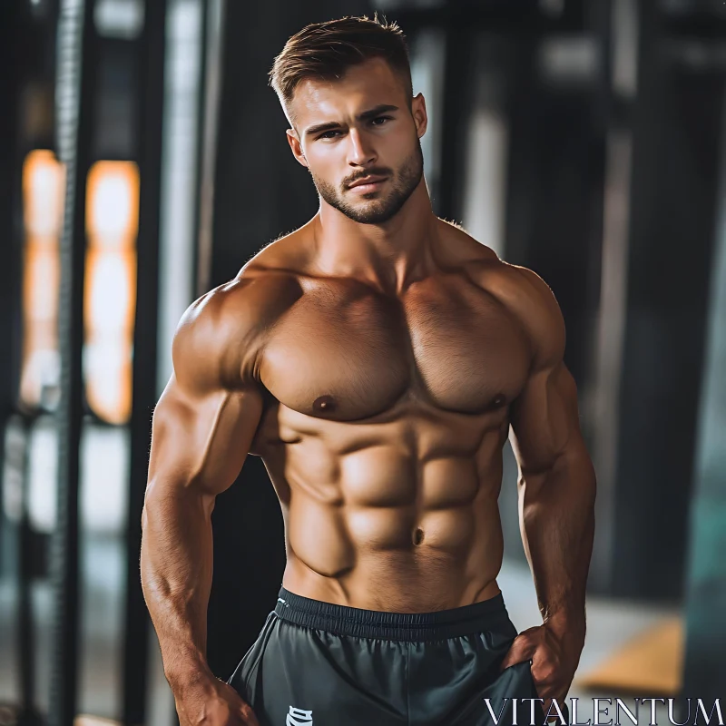 AI ART Muscular Man Posing in Gym