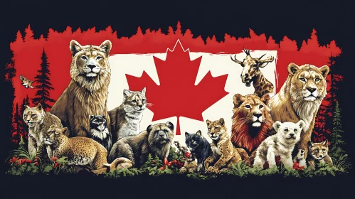 Big Cats with Canadian Flag Backdrop