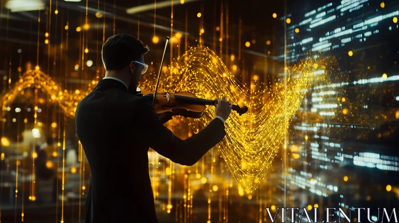 Violin Player in Golden Light AI Image